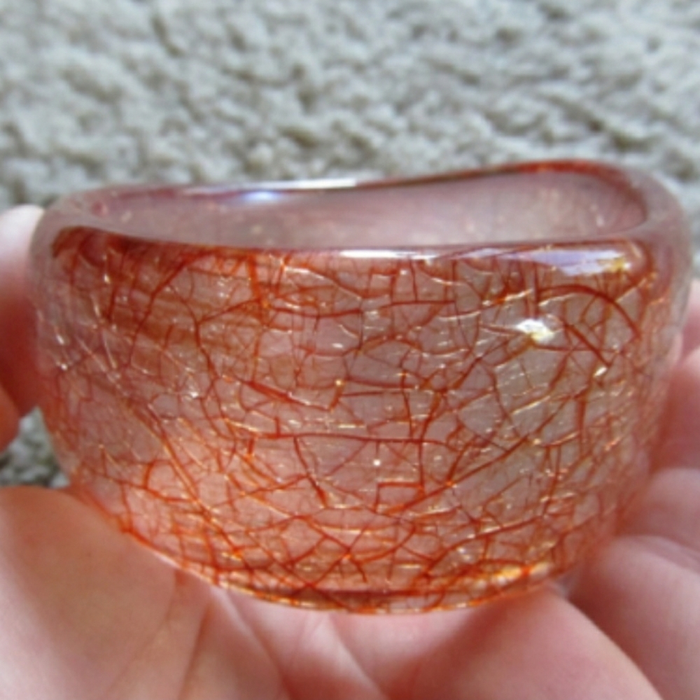 Chunky Flamingo Pink Color Resin Bangle Bangle